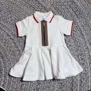 Burberry White Polo Dress with Red and Black Accents